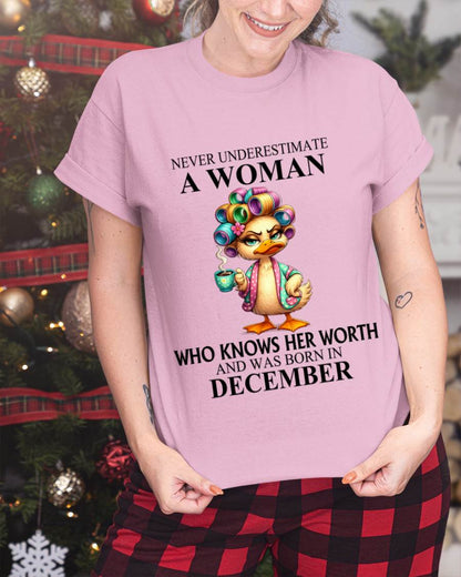 DECEMBER – NEVER UNDERESTIMATE A WOMAN WHO KNOWS HER WORTH - FOR WOMEN - TLEE12 (SKU2604-56-12)