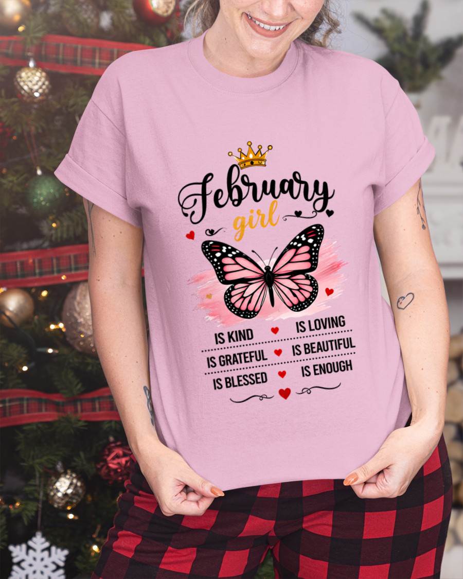 FEBRUARY GIRL BUTTERFLY SHIRT - FOR WOMEN - TLEE02 (SKU2608-593-02)