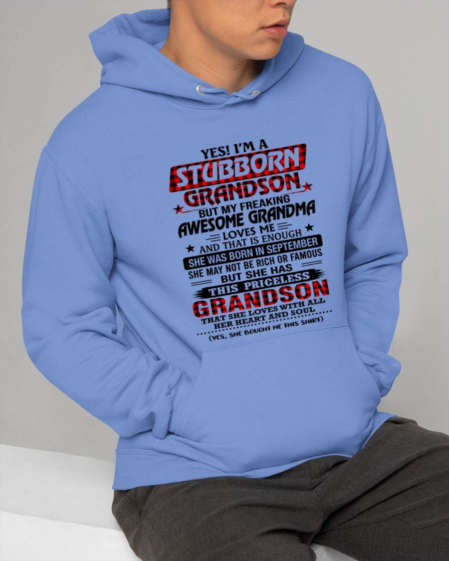 SEPTEMBER - STUBBORN GRANDSON GRANDMA SHIRT - FROM GRANDMA - TLEE09 (SKU2608-86-09)