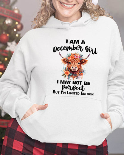 DECEMBER GIRL FLORAL HIGHLAND COW TEE - FOR WOMEN - TLEE12 (SKU2607-278-12)