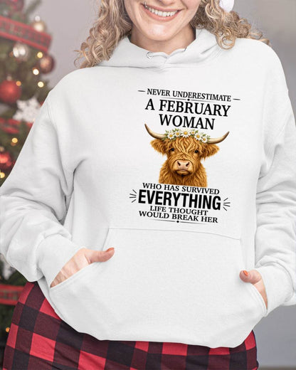 FEBRUARY WOMAN HIGHLAND COW SHIRT - FOR WOMEN - TLEE02 (SKU2606-158-02)