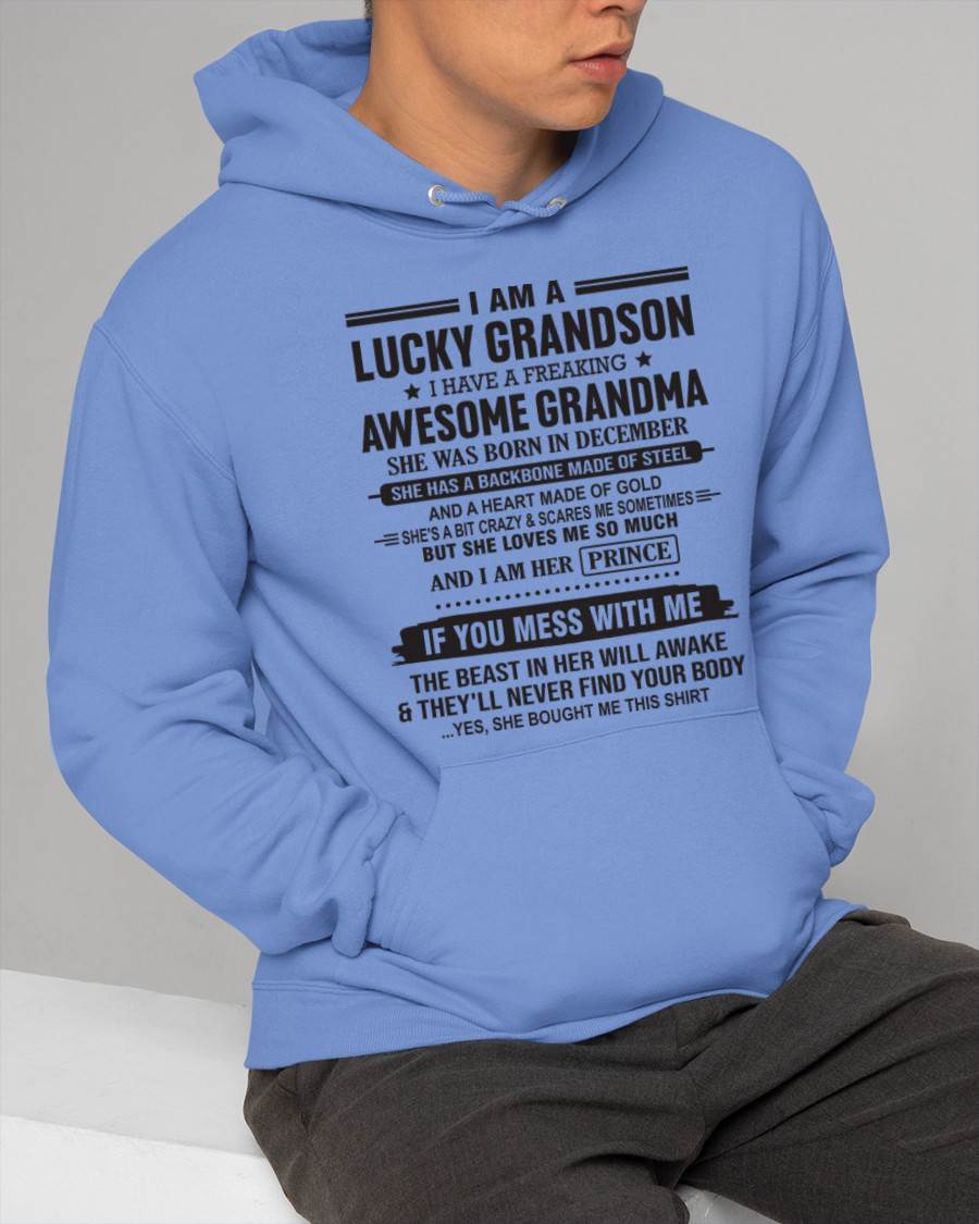 DECEMBER - I AM A LUCKY GRANDSON I HAVE A FREAKING AWESOME GRANDMA - FROM GRANDMA - TLEE12 (SKU11-29-12)