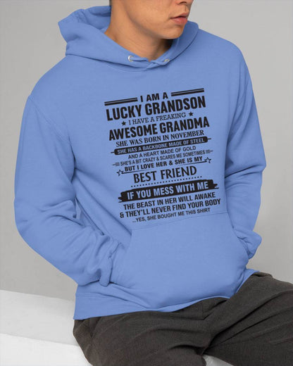 NOVEMBER - I AM A LUCKY GRANDSON I HAVE A FREAKING AWESOME GRANDMA - FROM GRANDMA - TLEE11 (SKU2603-05-11)