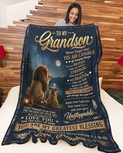 Special Gift For Your Grandson Blanket - From Grandma (SKU2606-279)