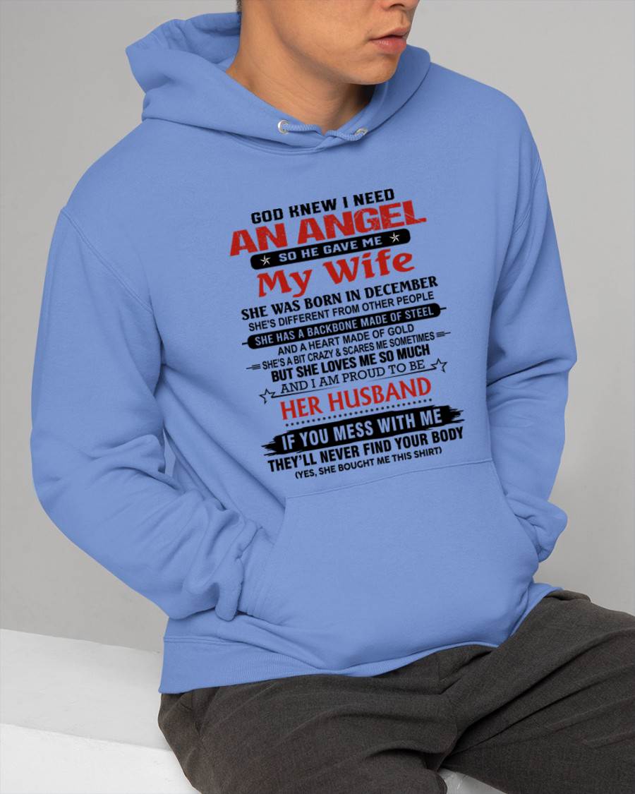 DECEMBER - WHEN I NEEDED AN ANGEL, GOD GAVE ME MY WIFE. PROUD TO BE HER HUSBAND - FROM WIFE - TLEE12 (SKU26T-01205-12)