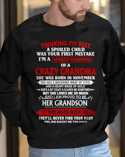 NOVEMBER - THINK I'M SPOILED? WRONG—I'M A CRAZY GRANDMA’S GRANDSON - FROM GRANDMA - TLEE11 (SKU2603-186-11)