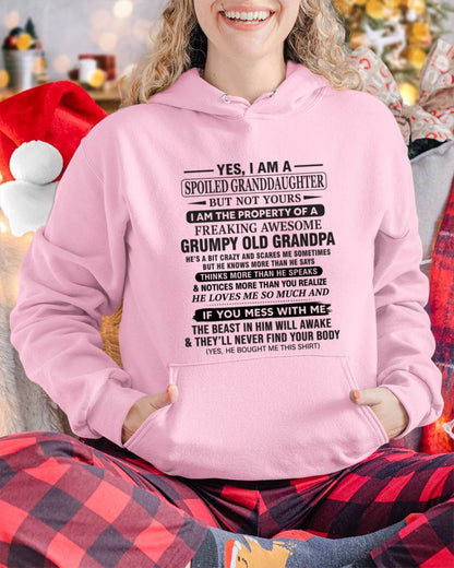 YES, I AM A SPOILED GRANDDAUGHTER BUT NOT YOURS I AM THE PROPERTY OF A FREAKING AWESOME GRUMPY OLD GRANDPA - FROM GRANDPA - TLEE00 (SKU10-177-00)
