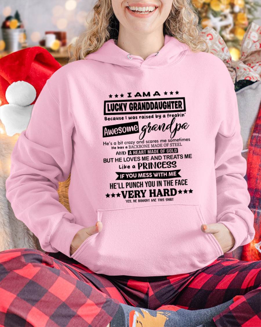 LUCKY GRANDDAUGHTER SHIRT RAISED BY AN AWESOME GRANDPA  - FROM GRANDPA - TLEE00 (SKU2603-271-00)