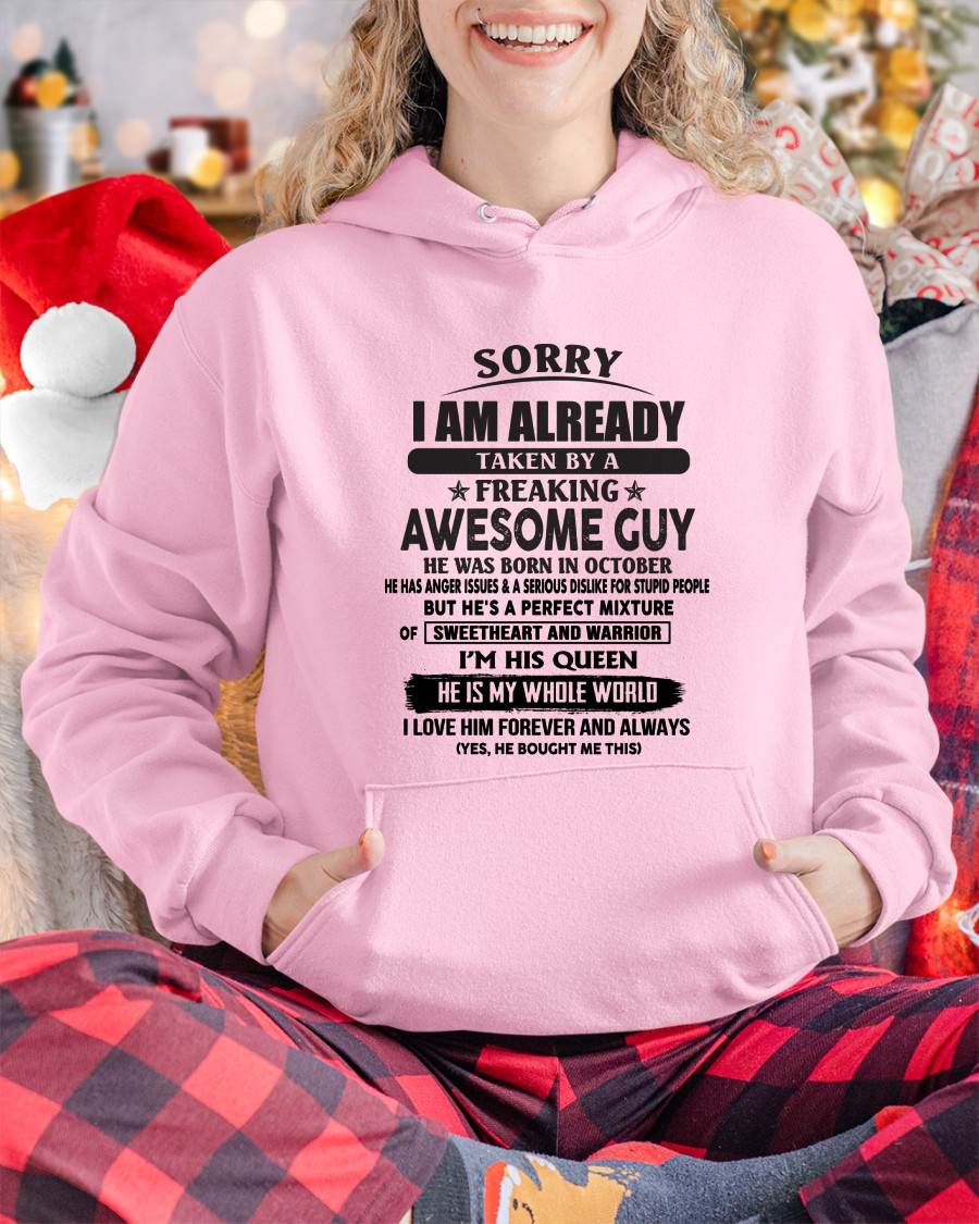 October - Sorry I Am Already Taken By A Freaking Awesome Guy - Gift From Husband - TLEE10 (SKU07-174-10)