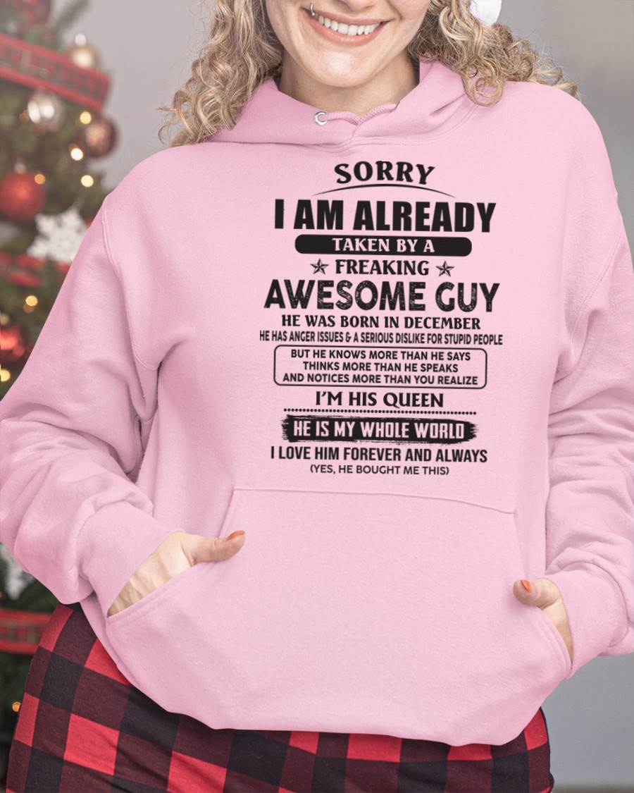 December - Sorry I Am Already Taken By A Freaking Awes Some Guy - Gift For Your Girlfriend, Wife From Husband - TLEE12 (SKU07-177-12)