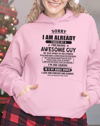December - Sorry I Am Already Taken By A Freaking Awesome Guy - Gift From Husband - TLEE12 (SKU07-177-12)