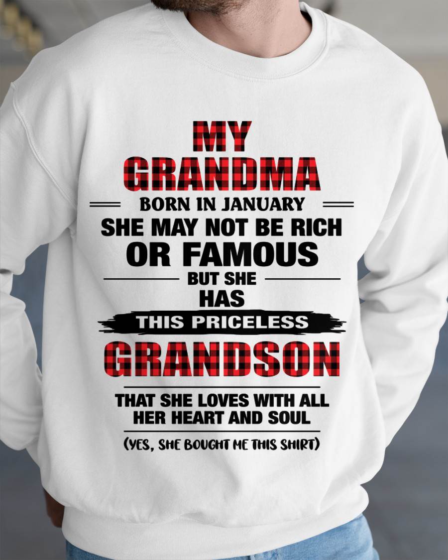 JANUARY GRANDMA LOVES ME – PRICELESS GRANDSON GIFT- FROM GRANDMA - TLEE01 (SKU2604-260-01)