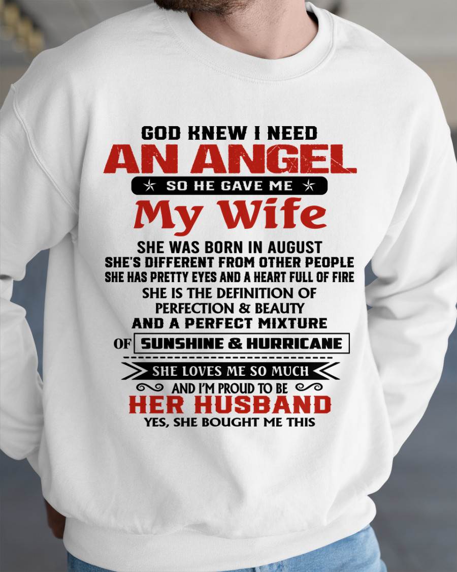 AUGUST - GOD KNEW I NEEDED AN ANGEL SO HE GAVE ME MY WIFE - FROM WIFE - TLEE08 (SKU26T-01-54-08)