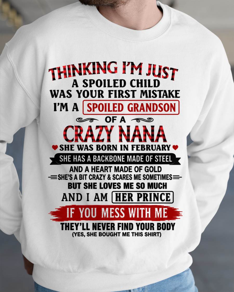 FEBRUARY - NANA LOVES HER GRANDSON SHIRT - FROM GRANDMA - TLEE02 (SKU2608-28-02)