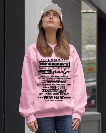 NOVEMBER GRANDPA - LUCKY GRANDDAUGHTER SHIRT RAISED BY AN AWESOME GRANDPA - FROM GRANDPA - TLEE11 (SKU2603-271-11)
