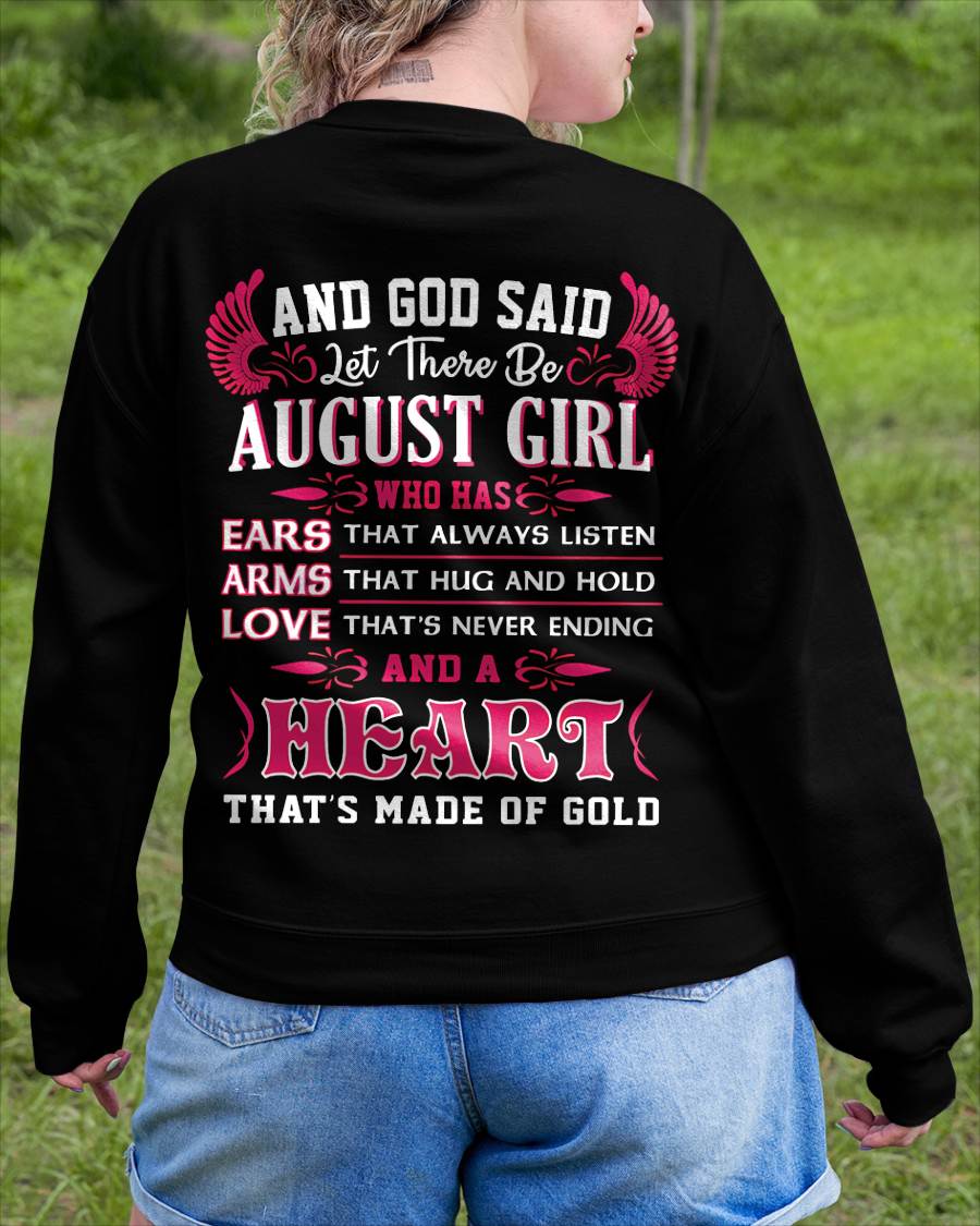 AUGUST GIRL – EARS THAT LISTEN ARMS THAT HUG LOVE NEVER ENDING HEART OF GOLD - FOR WOMEN - TLEE08 (SKU09-75-08)
