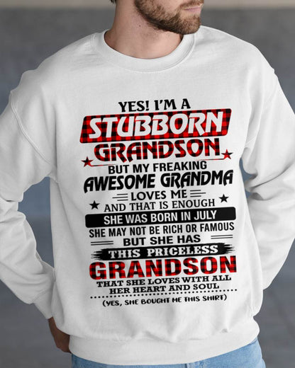 JULY - STUBBORN GRANDSON GRANDMA SHIRT - FROM GRANDMA - TLEE07 (SKU2608-86-07)
