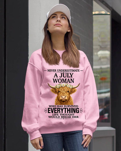 JULY WOMAN HIGHLAND COW SHIRT - FOR WOMEN - TLEE07 (SKU2606-158-07)