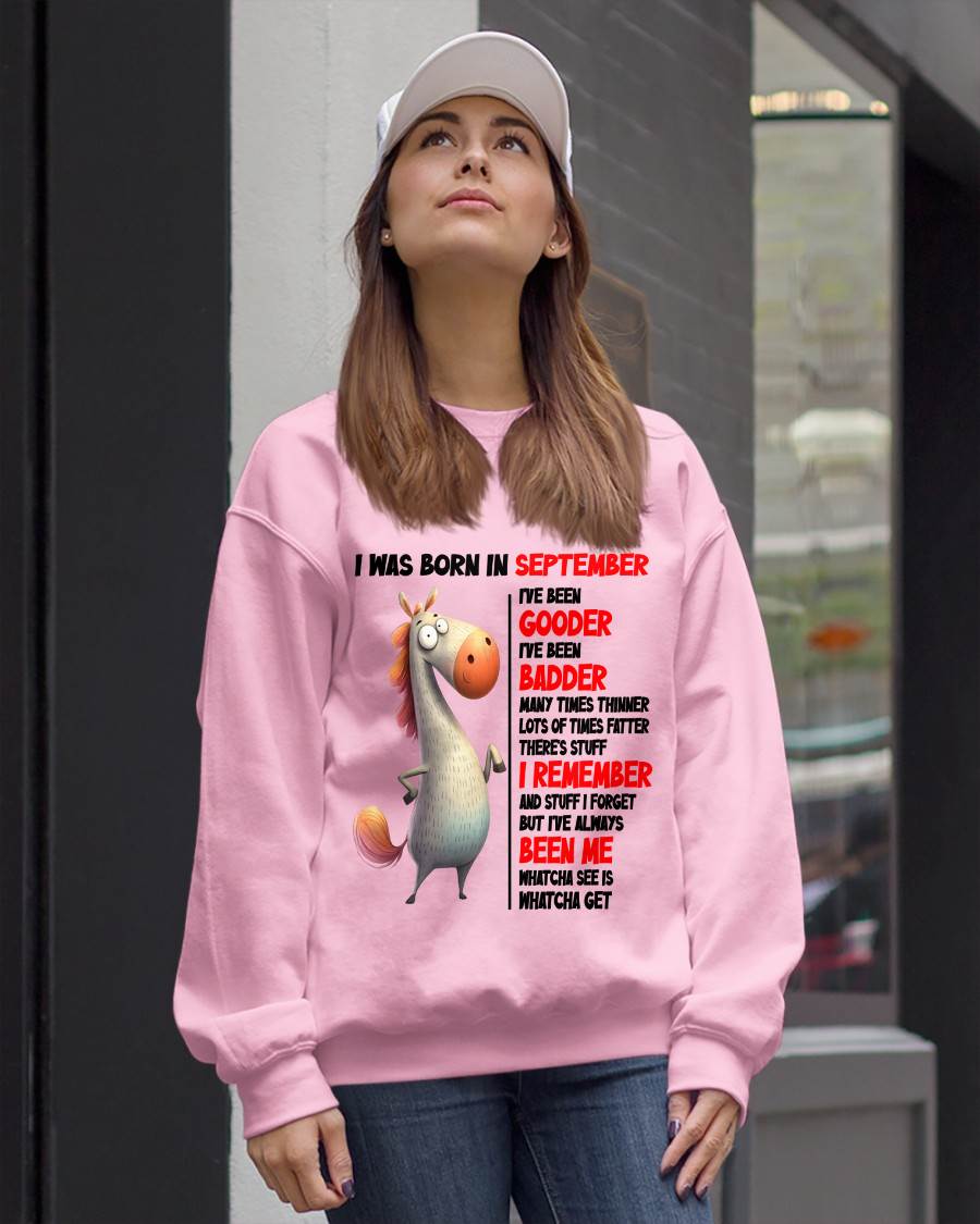 BORN IN SEPTEMBER FUNNY SHIRT – GOODER BADDER HUMOR BIRTHDAY TEE - FOR WOMEN - TLEE09 (SKU2603-270-09)
