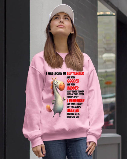 BORN IN SEPTEMBER FUNNY SHIRT – GOODER BADDER HUMOR BIRTHDAY TEE - FOR WOMEN - TLEE09 (SKU2603-270-09)