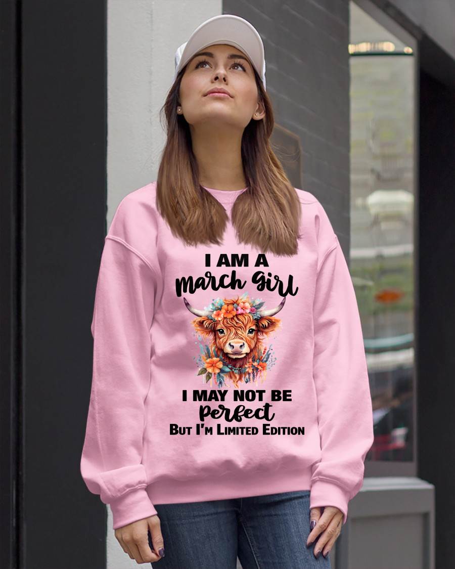 MARCH GIRL FLORAL HIGHLAND COW TEE - FOR WOMEN - TLEE03 (SKU2607-278-03)
