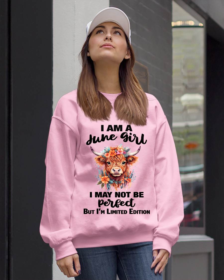JUNE GIRL FLORAL HIGHLAND COW TEE - FOR WOMEN - TLEE06 (SKU2607-278-06)