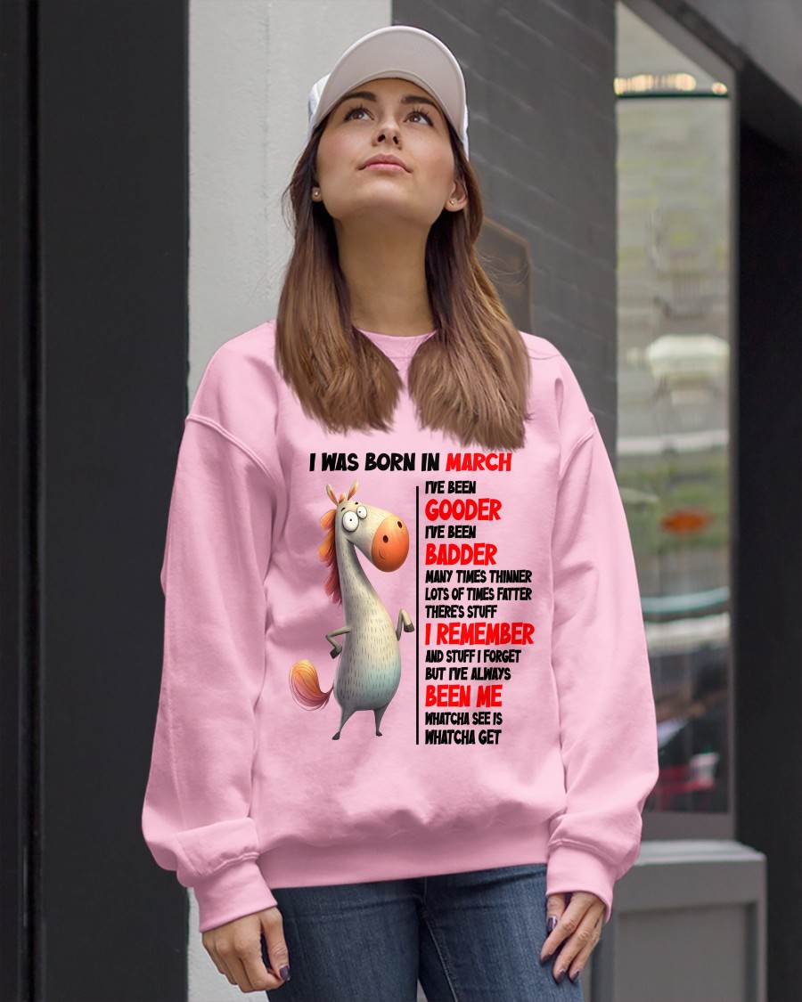 BORN IN MARCH FUNNY SHIRT – GOODER BADDER HUMOR BIRTHDAY TEE - FOR WOMEN - TLEE03 (SKU2603-270-03)