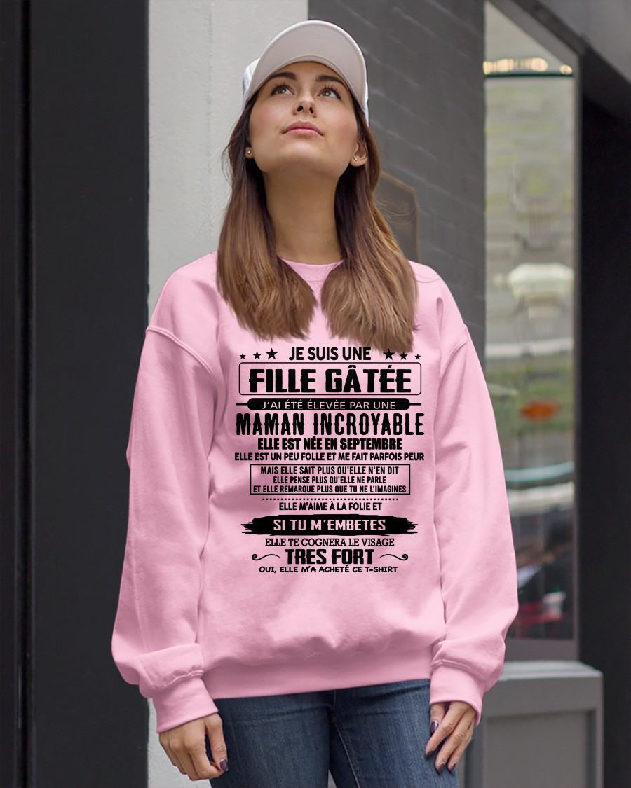 SEPTEMBRE - T-SHIRT JE SUIS UNE FILLE CHANCEUSE – CADEAU TOUCHANT DE MAMAN INCROYABLE - fr09 / TLEE09 (SKU26T-0190-09)