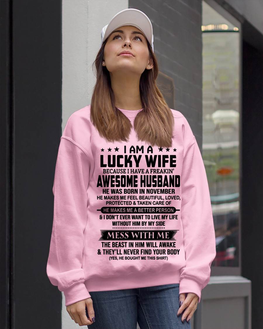 NOVEMBER BORN HUSBAND'S LUCKY WIFE - FROM HUSBAND - TLEE11 (SKU2605-97-11)
