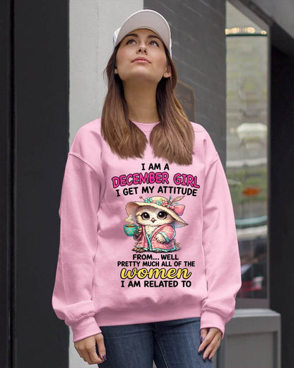 DECEMBER GIRL – I GET MY ATTITUDE FROM MY FAMILY - FOR WOMEN - TLEE12 (SKU2604-294-12)