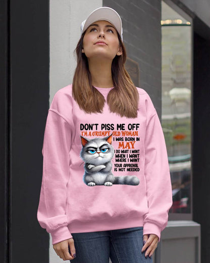 MAY GRUMPY OLD WOMAN CAT T-SHIRT – FUNNY ATTITUDE SHIRT - FOR WOMEN - TLEE05 (SKU2603-319-05)