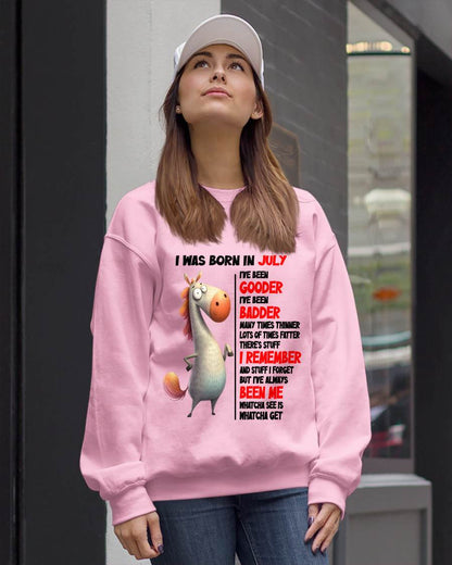 BORN IN JULY FUNNY SHIRT – GOODER BADDER HUMOR BIRTHDAY TEE - FOR WOMEN - TLEE07 (SKU2603-270-07)
