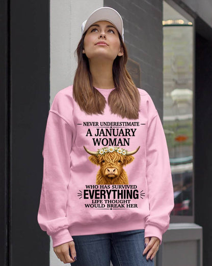 JANUARY WOMAN HIGHLAND COW SHIRT - FOR WOMEN - TLEE01 (SKU2606-158-01)