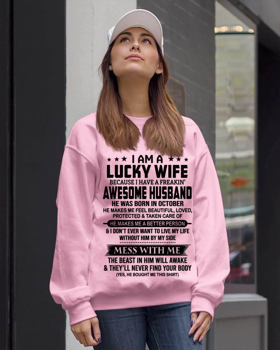 OCTOBER BORN HUSBAND'S LUCKY WIFE - FROM HUSBAND - TLEE10 (SKU2605-97-10)