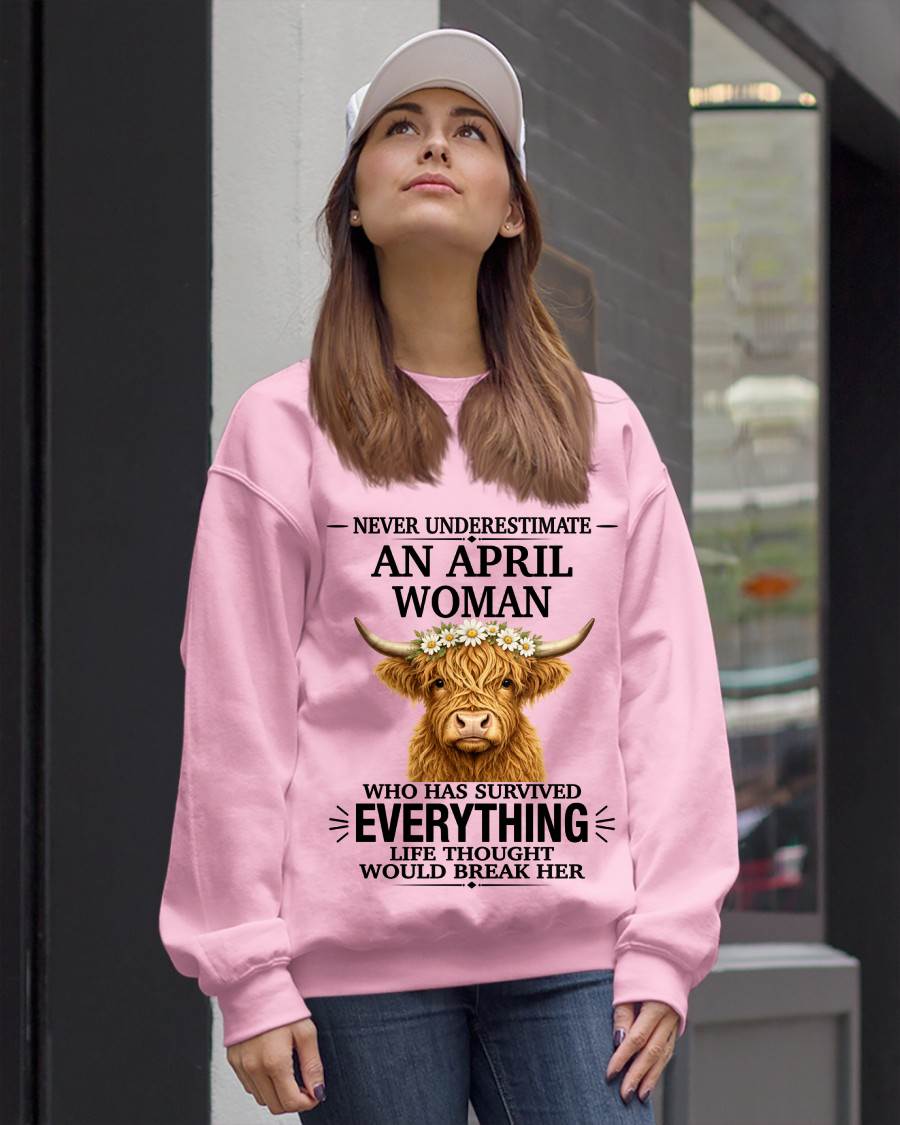 APRIL WOMAN HIGHLAND COW SHIRT - FOR WOMEN - TLEE04 (SKU2606-158-04)