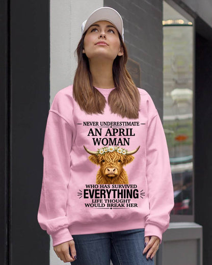 APRIL WOMAN HIGHLAND COW SHIRT - FOR WOMEN - TLEE04 (SKU2606-158-04)