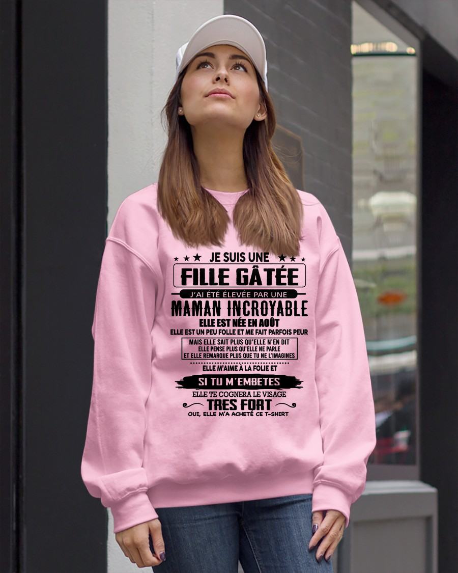 AOÛT - T-SHIRT JE SUIS UNE FILLE CHANCEUSE – CADEAU TOUCHANT DE MAMAN INCROYABLE - frTLEE08 (SKU26T-0190-08)