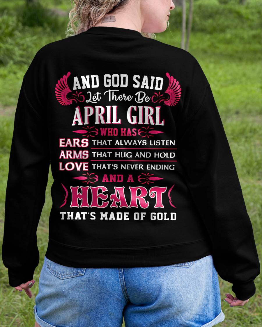 APRIL GIRL – EARS THAT LISTEN ARMS THAT HUG LOVE NEVER ENDING HEART OF GOLD - FOR WOMEN - TLEE04 (SKU09-75-04)