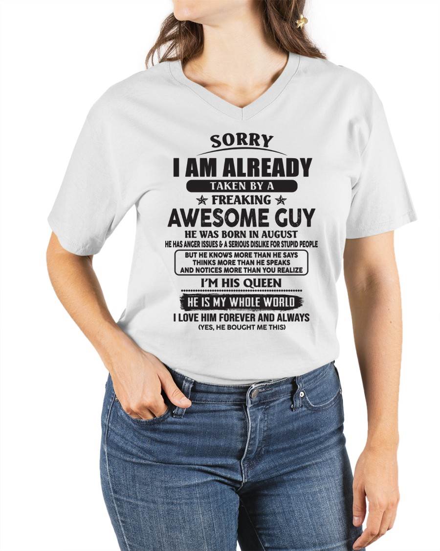 August - Sorry I Am Already Taken By A Freaking Awes Some Guy - Gift For Your Girlfriend, Wife From Husband - TLEE08 (SKU07-177-08)