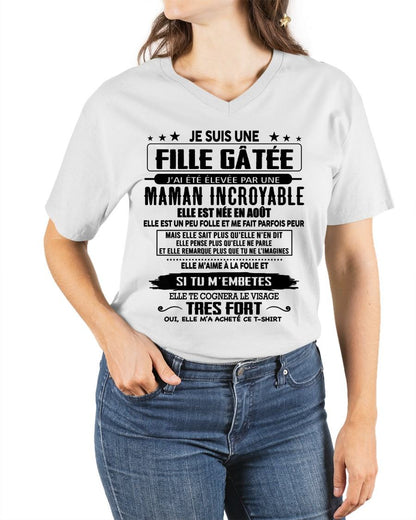 AOÛT - T-SHIRT JE SUIS UNE FILLE CHANCEUSE – CADEAU TOUCHANT DE MAMAN INCROYABLE - frTLEE08 (SKU26T-0190-08)