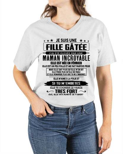 FÉVRIER - T-SHIRT JE SUIS UNE FILLE CHANCEUSE – CADEAU TOUCHANT DE MAMAN INCROYABLE - frTLEE02 (SKU26T-0190-02)