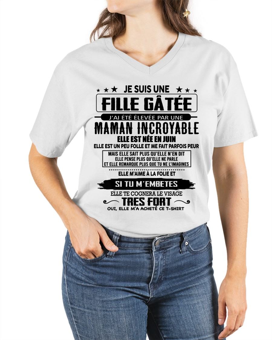 JUIN - T-SHIRT JE SUIS UNE FILLE CHANCEUSE – CADEAU TOUCHANT DE MAMAN INCROYABLE - fr06 / TLEE06 (SKU26T-0190-06)