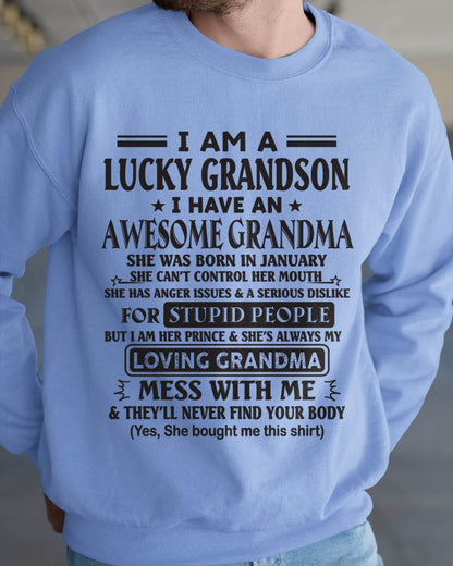 JANUARY - I AM A LUCKY GRANDSON I HAVE AN AWESOME GRANDMA - FROM GRANDMA - TLEE01 (SKU12-40-01)