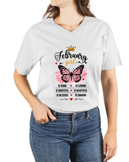 FEBRUARY GIRL BUTTERFLY SHIRT - FOR WOMEN - TLEE02 (SKU2608-593-02)