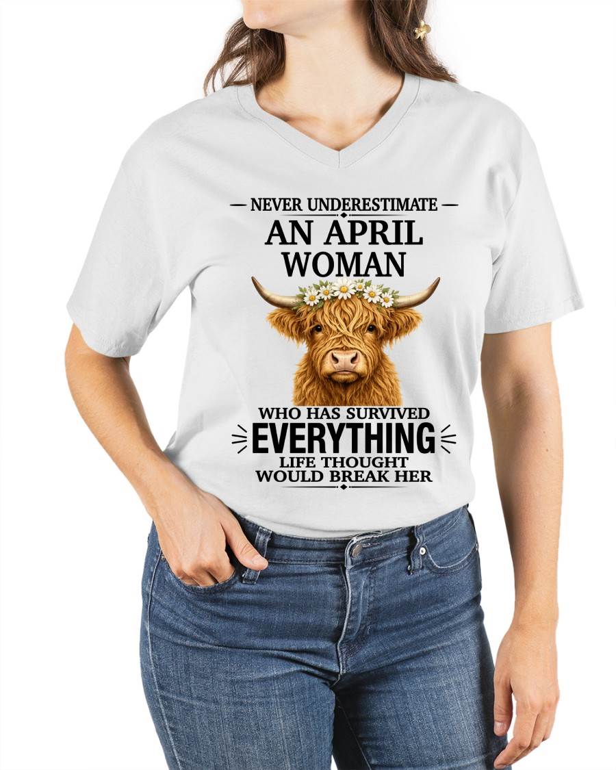 APRIL WOMAN HIGHLAND COW SHIRT - FOR WOMEN - TLEE04 (SKU2606-158-04)
