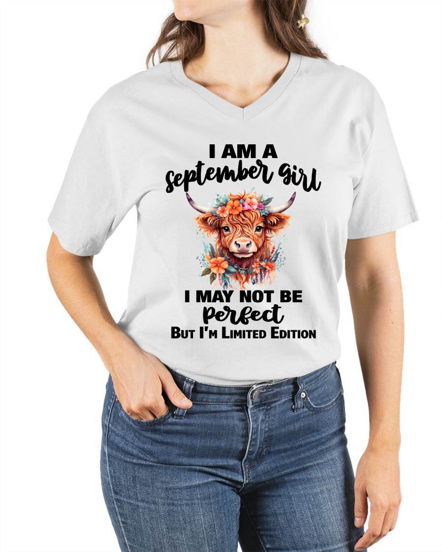 SEPTEMBER GIRL FLORAL HIGHLAND COW TEE - FOR WOMEN - TLEE09 (SKU2607-278-09)