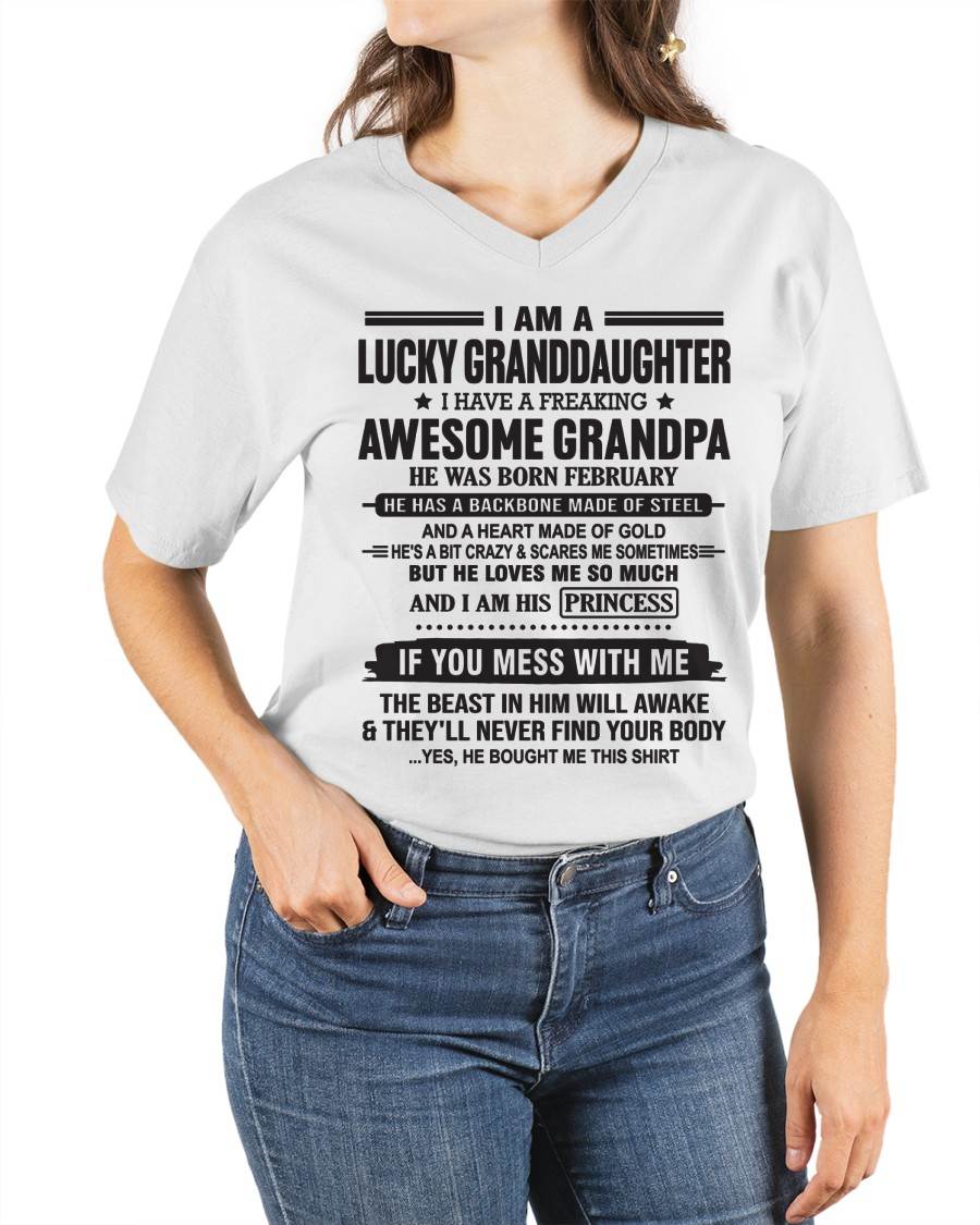 FEBRUARY - I AM A LUCKY GRANDDAUGHTER  I HAVE A FREAKING AWESOME GRANDPA - FROM GRANDPA - TLEE02 (SKU11-122-02)