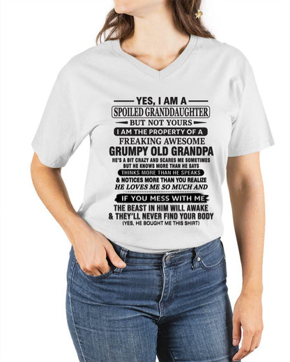 YES, I AM A SPOILED GRANDDAUGHTER BUT NOT YOURS I AM THE PROPERTY OF A FREAKING AWESOME GRUMPY OLD GRANDPA - FROM GRANDPA - TLEE00 (SKU10-177-00)