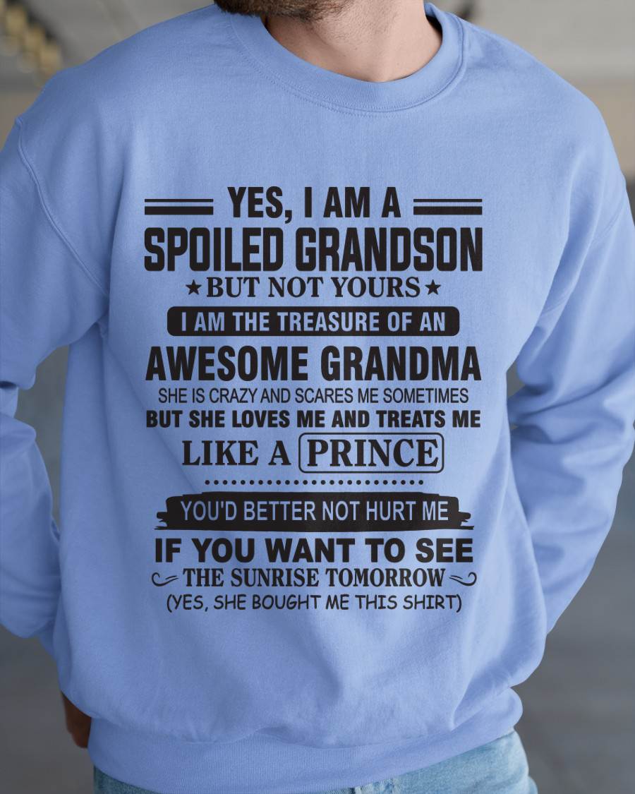 YES, I AM A SPOILED GRANDSON BUT NOT YOURS I AM THE TREASURE OF AN AWESOME GRANDMA - FROM GRANDMA - TLEE00 (SKU10-57-00)
