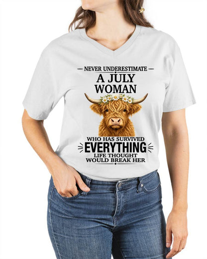 JULY WOMAN HIGHLAND COW SHIRT - FOR WOMEN - TLEE07 (SKU2606-158-07)